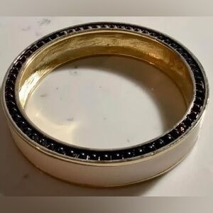 House of Harlow 1960 leather and black crystal bangle bracelet